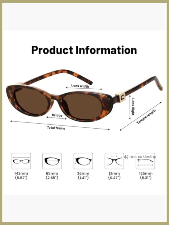 Retro Oval Cat Eye Sunglasses UV Protected Plastic Frame main image 6